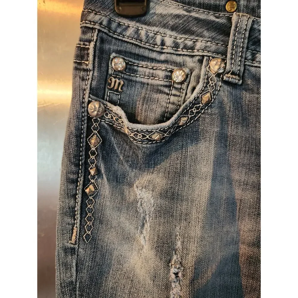 Miss Me Boot Cut Jeans Women's Size 27 Embellished Pocket Denim
